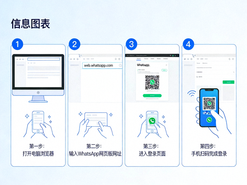 在电脑浏览器中打开WhatsApp网页版登录页面的步骤示意图